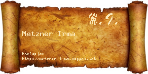 Metzner Irma névjegykártya